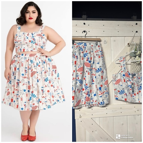 Modcloth Dresses & Skirts - ModCloth Retro Beach Ladies Two Piece Skirt Set Size 2X New
